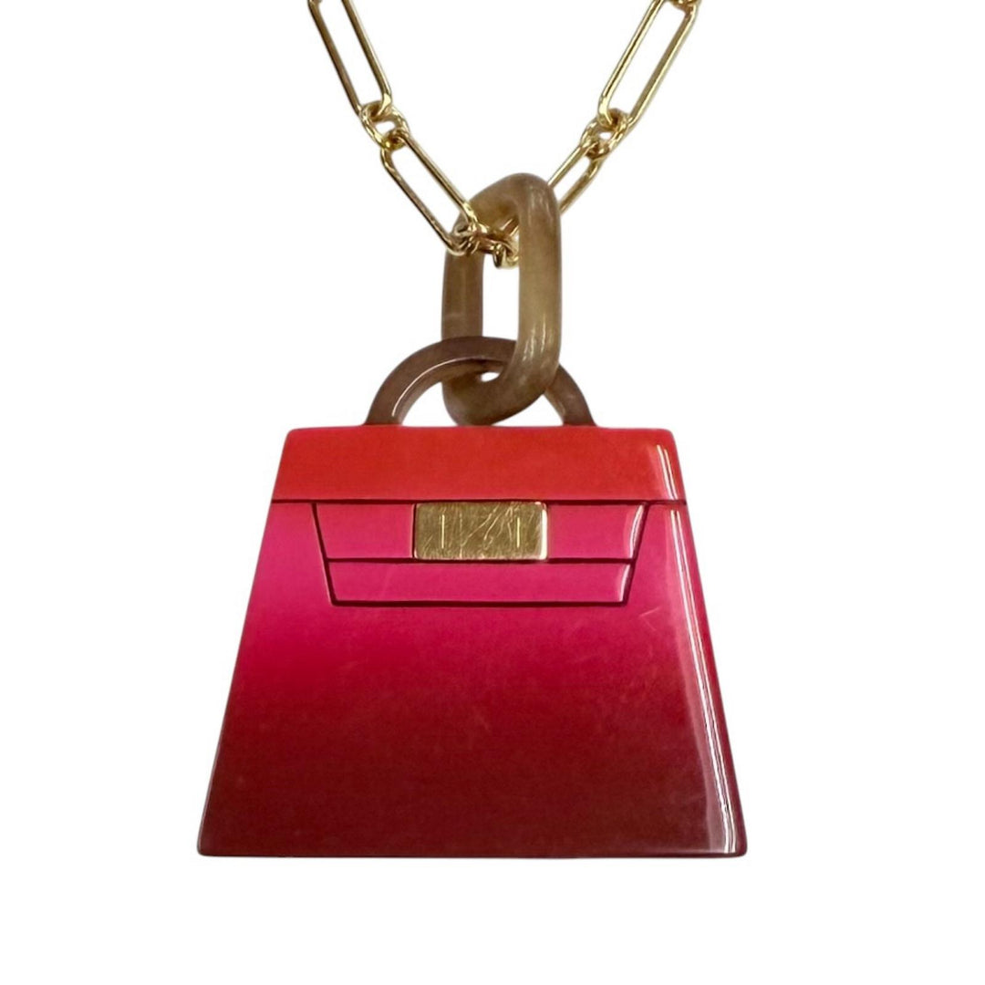 Great HERMES Necklace Amulet Marokinje GM Fusion Kelly Pendant Necklace Pink