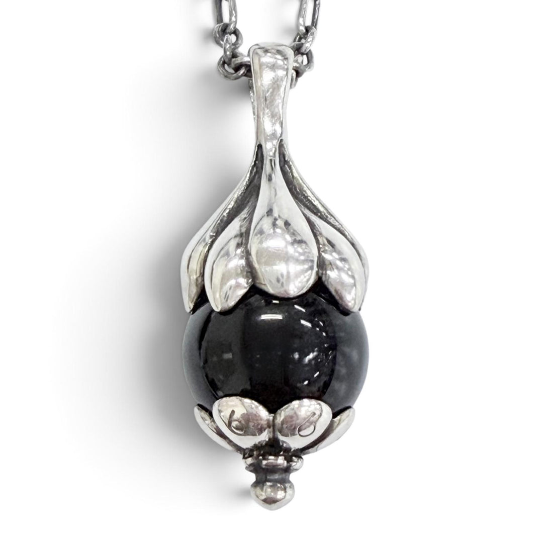 Great Georg Jensen Rosehip motif ear pendant necklace T-bar Silver 925 1991