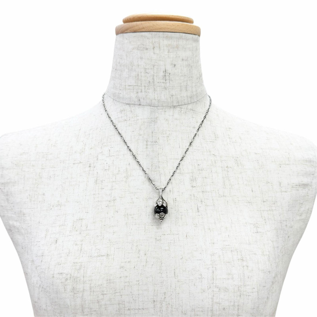 Great Georg Jensen Rosehip motif ear pendant necklace T-bar Silver 925 1991