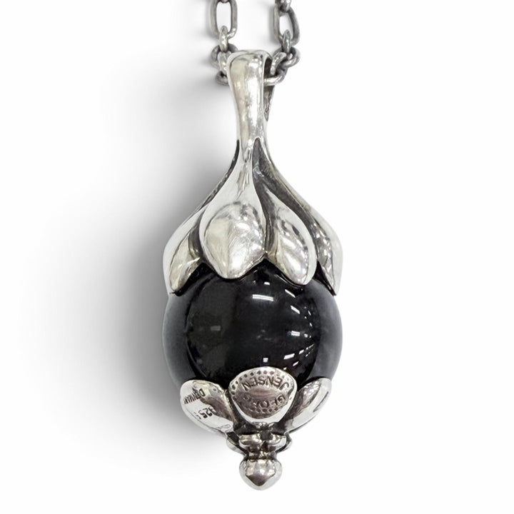 Great Georg Jensen Rosehip motif ear pendant necklace T-bar Silver 925 1991