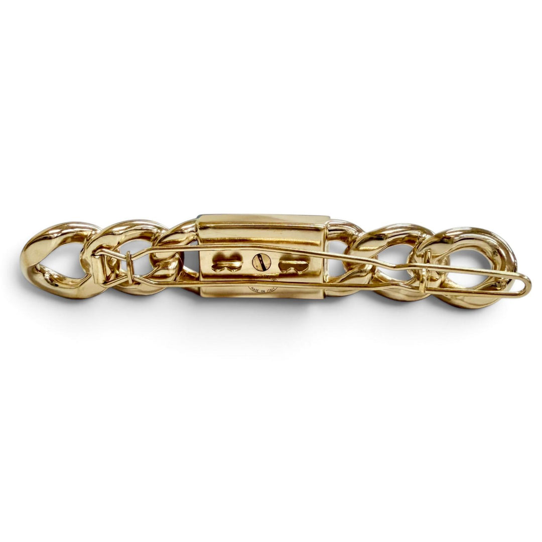 Great CHANEL Valletta COCO Mark Rhinestone Cuban Link Chain Motif Hair Clip B21C