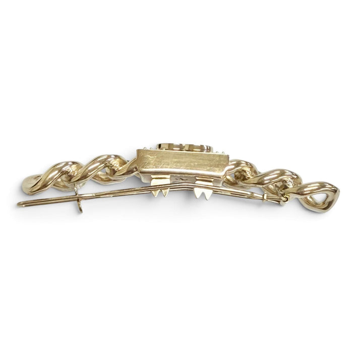 Great CHANEL Valletta COCO Mark Rhinestone Cuban Link Chain Motif Hair Clip B21C