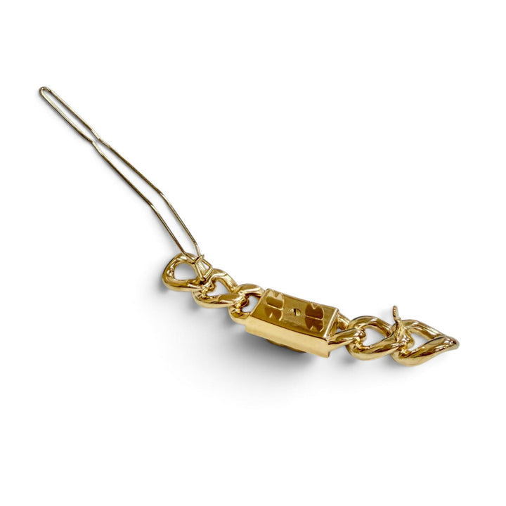 Great CHANEL Valletta COCO Mark Rhinestone Cuban Link Chain Motif Hair Clip B21C
