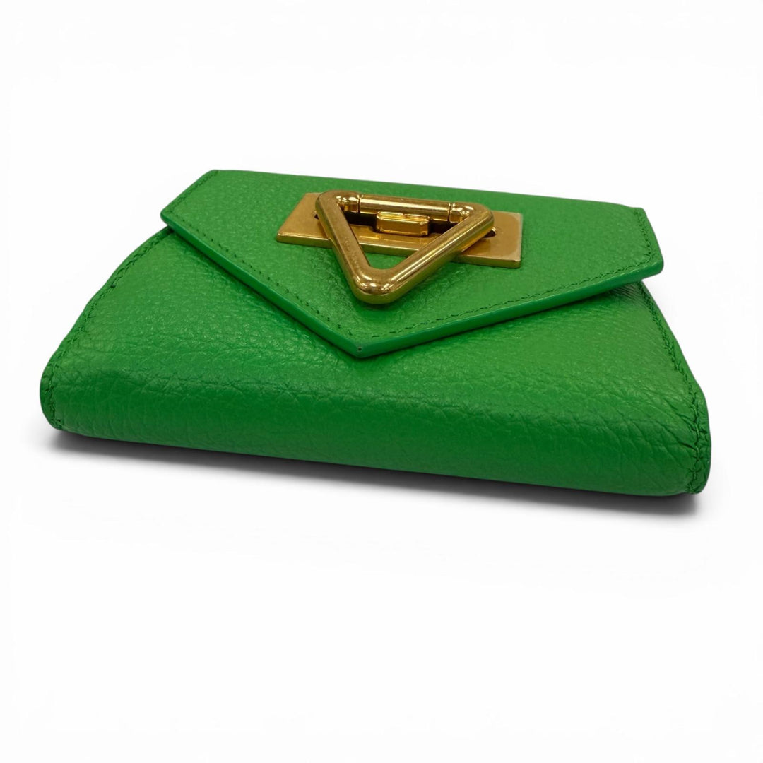 Excellent BOTTEGAVENETA Tri-fold wallet Pointlock Leather Compact Wallet leather