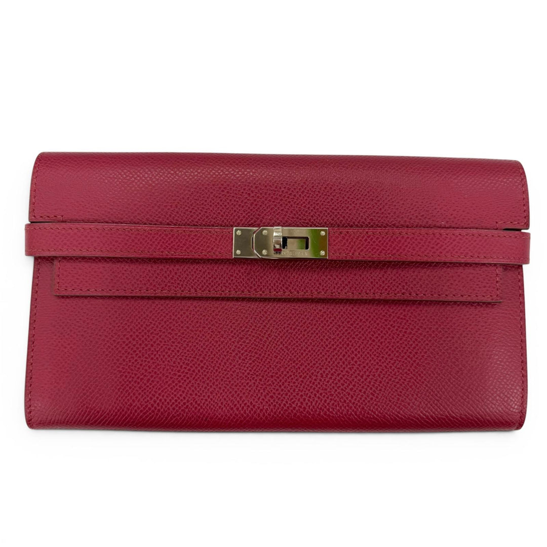 Great HERMES Purse Kelly wallet Long wallet Epsom Leather Women