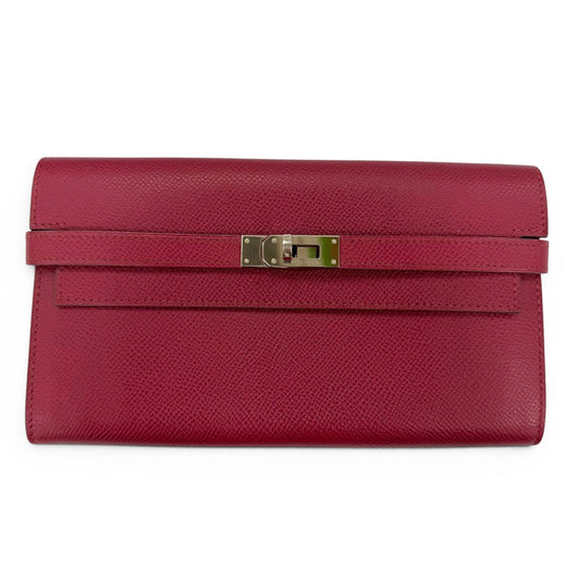 Great HERMES Purse Kelly wallet Long wallet Epsom Leather Women