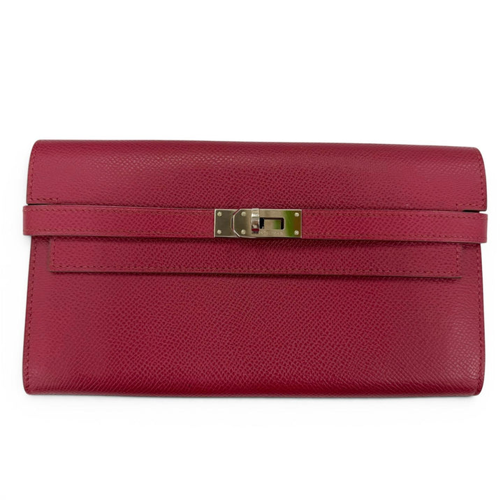 Great HERMES Purse Kelly wallet Long wallet Epsom Leather Women