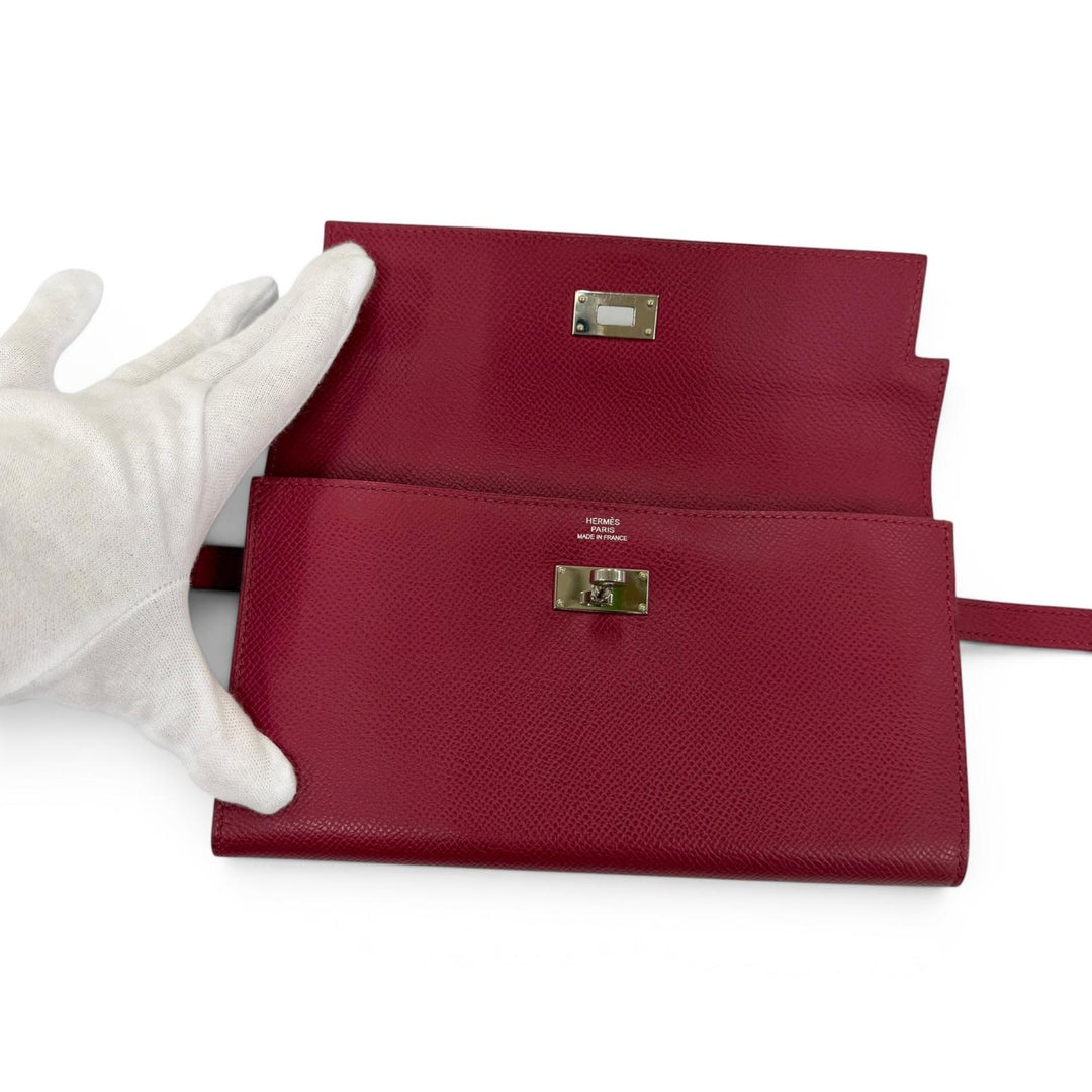 Great HERMES Purse Kelly wallet Long wallet Epsom Leather Women