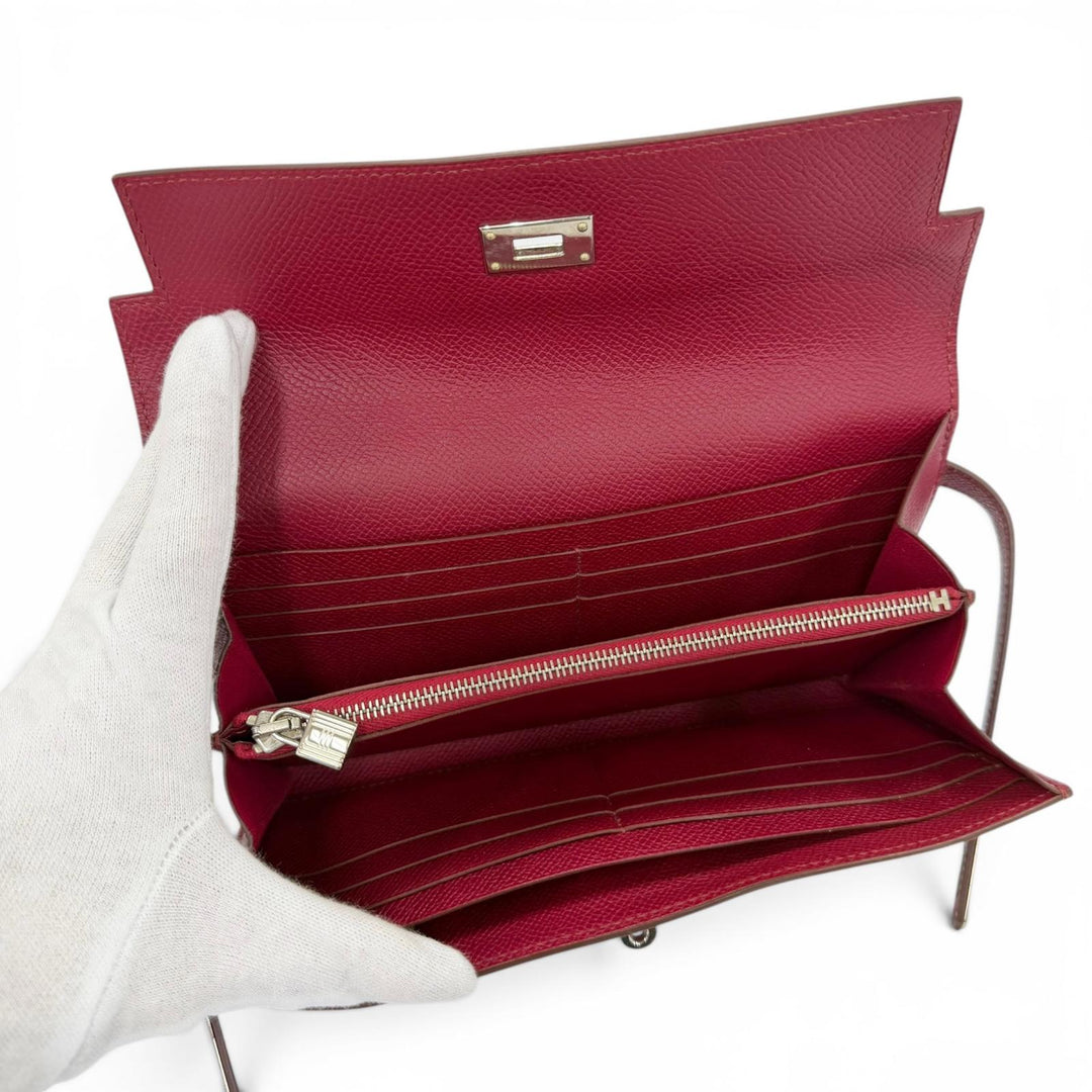 Great HERMES Purse Kelly wallet Long wallet Epsom Leather Women