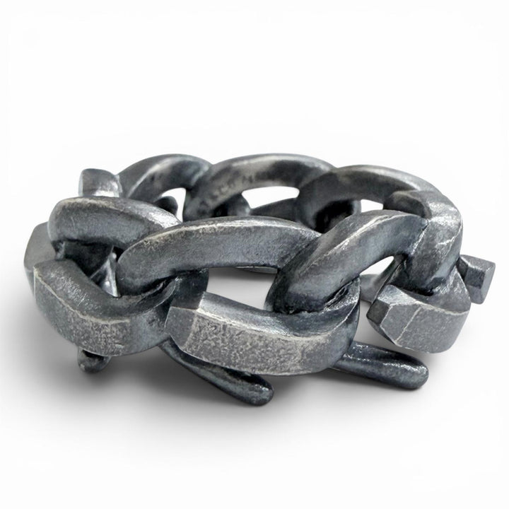 Excellent TIFFANY&Co. Ring ring Forge Link Ring Smoked finish Silver AG925 50