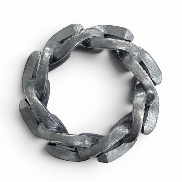Excellent TIFFANY&Co. Ring ring Forge Link Ring Smoked finish Silver AG925 50