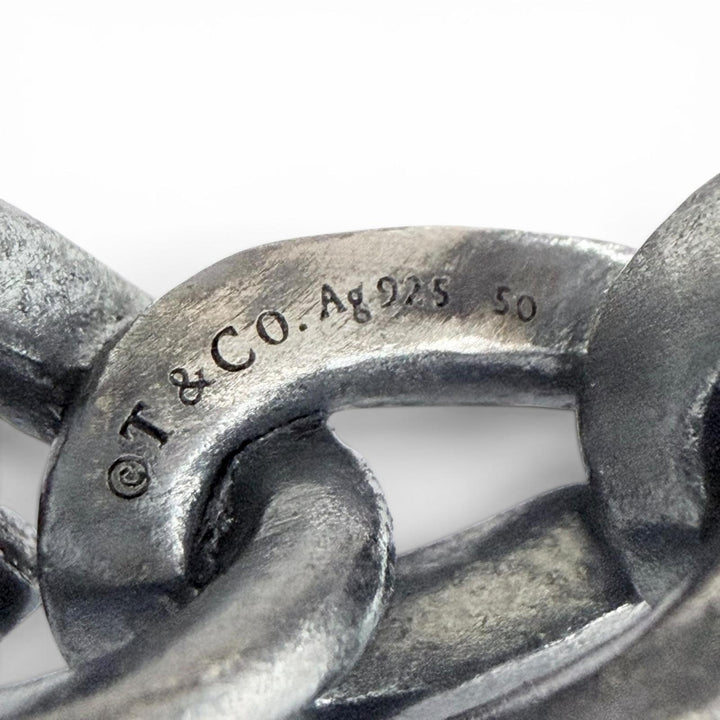 Excellent TIFFANY&Co. Ring ring Forge Link Ring Smoked finish Silver AG925 50