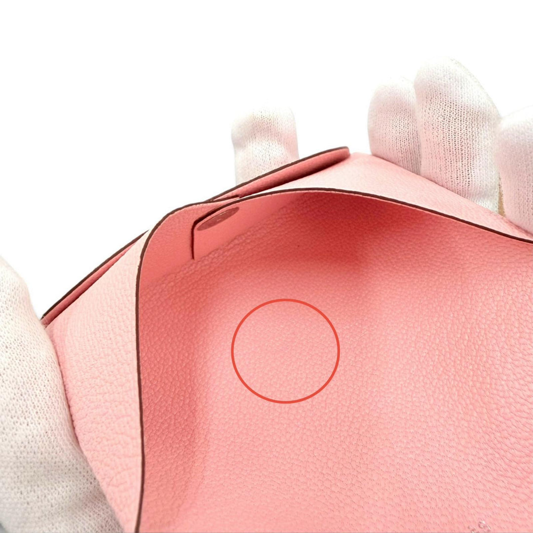 Pristine HERMES Card Case Calvi Pass case pink Epsom Leather Women