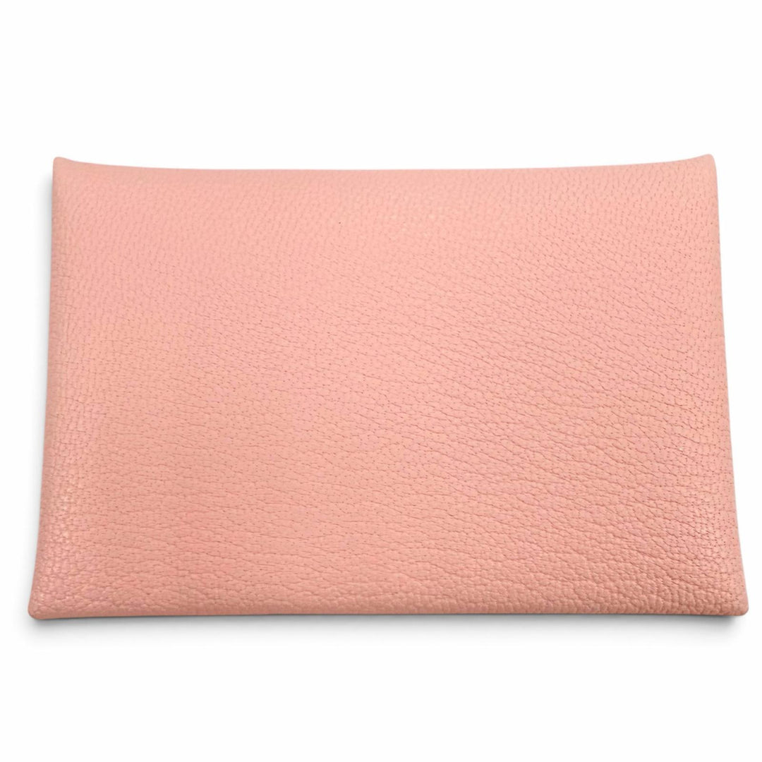 Pristine HERMES Card Case Calvi Pass case pink Epsom Leather Women