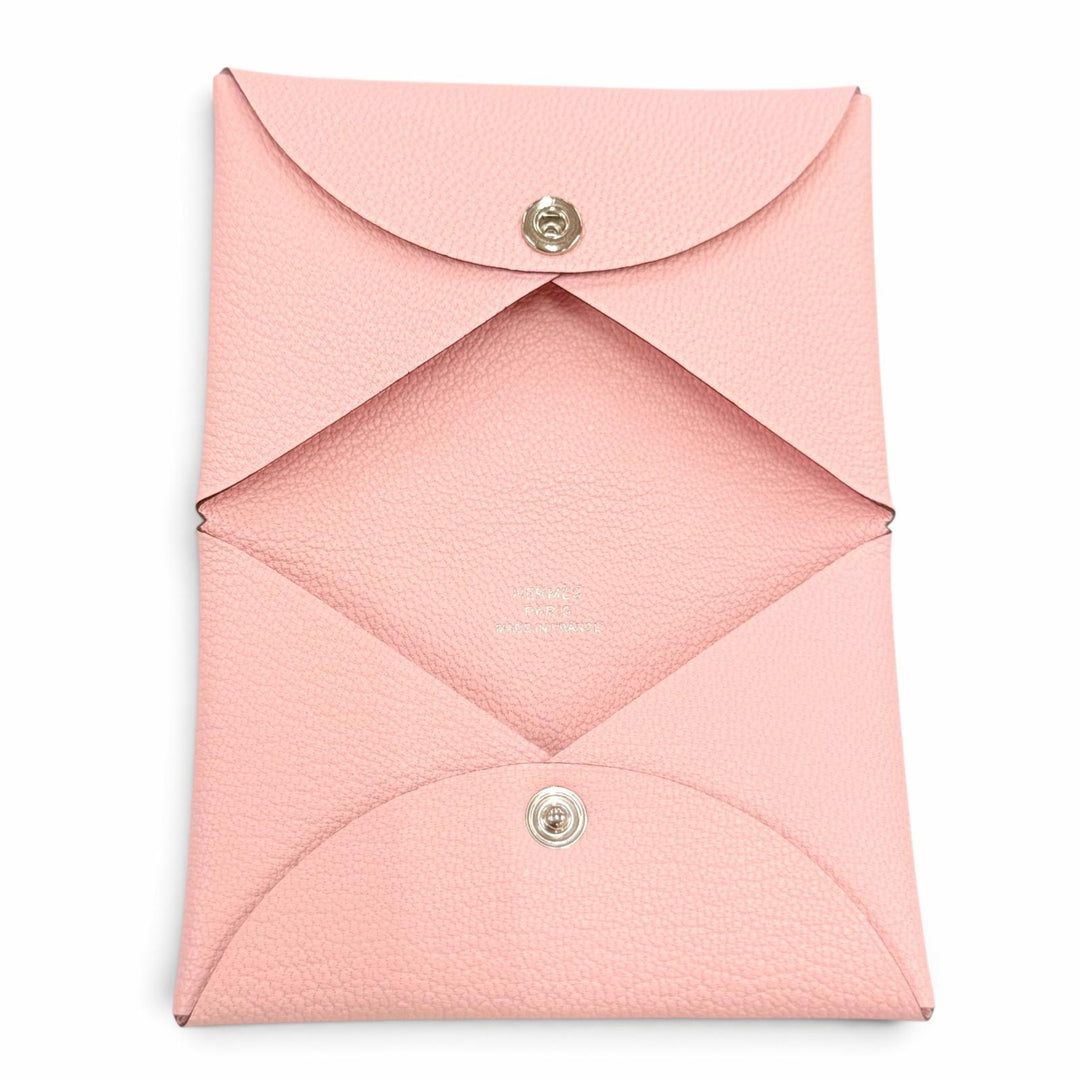 Pristine HERMES Card Case Calvi Pass case pink Epsom Leather Women