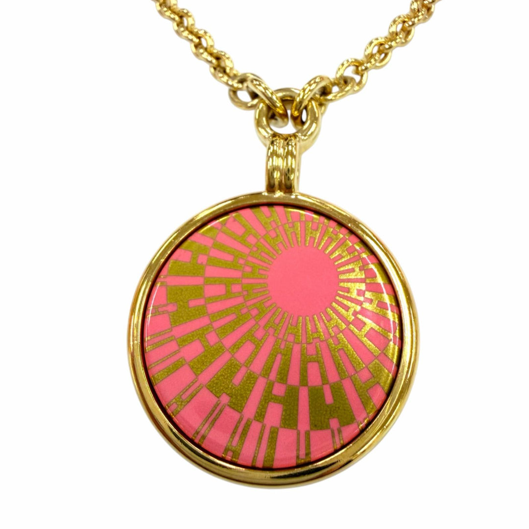 Great HERMES Necklace Medal PM OP'H H motif gold Women
