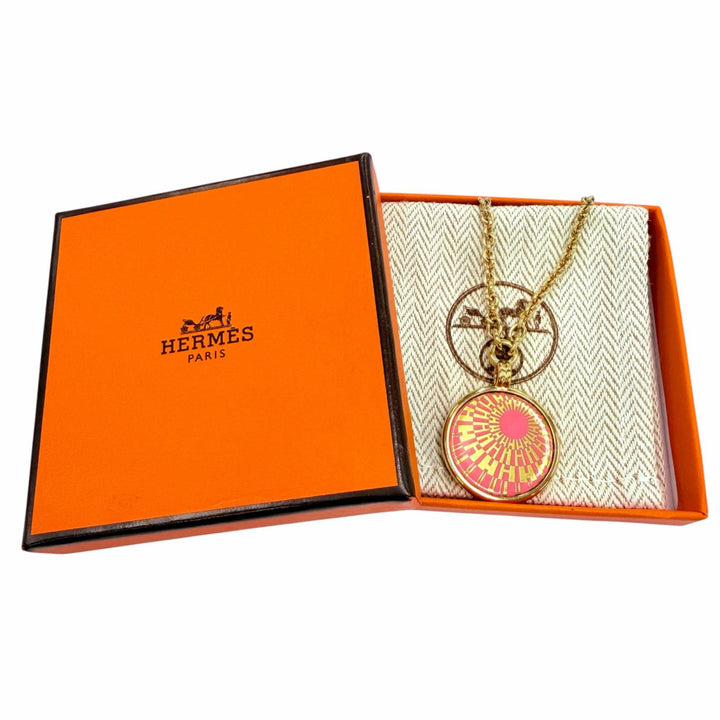 Great HERMES Necklace Medal PM OP'H H motif gold Women