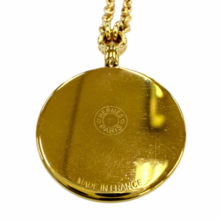 Great HERMES Necklace Medal PM OP'H H motif gold Women