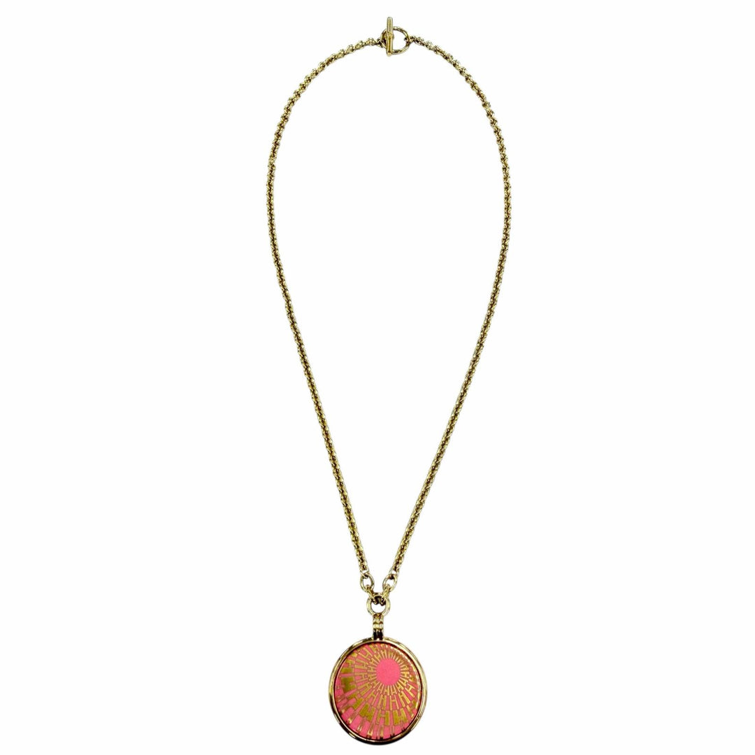 Great HERMES Necklace Medal PM OP'H H motif gold Women