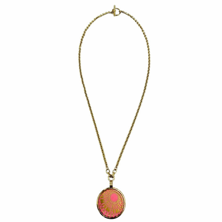 Great HERMES Necklace Medal PM OP'H H motif gold Women