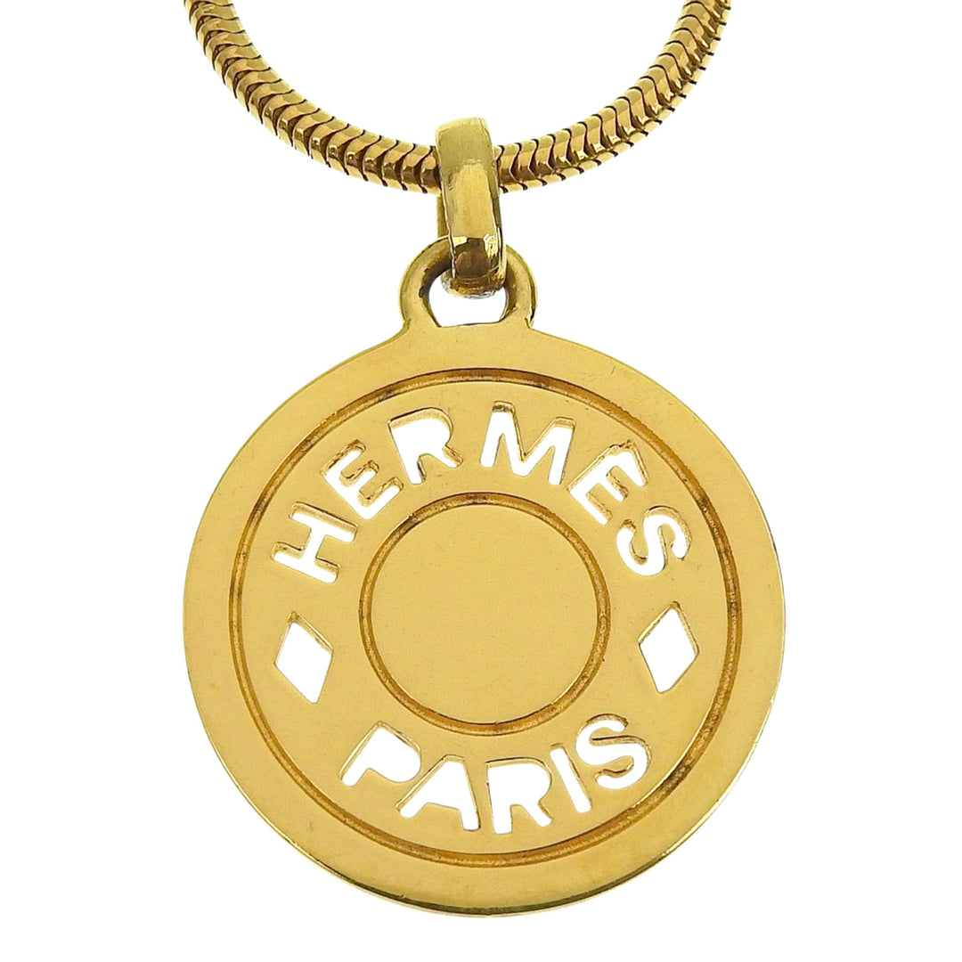 Great HERMES Necklace Cru de Sel Serie Pendant gold Gold Plated mens