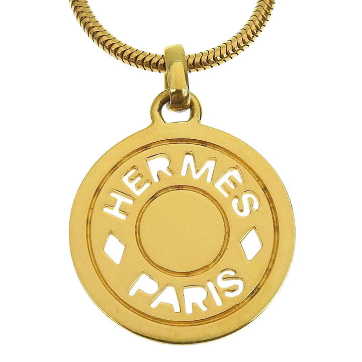 Great HERMES Necklace Cru de Sel Serie Pendant gold Gold Plated mens