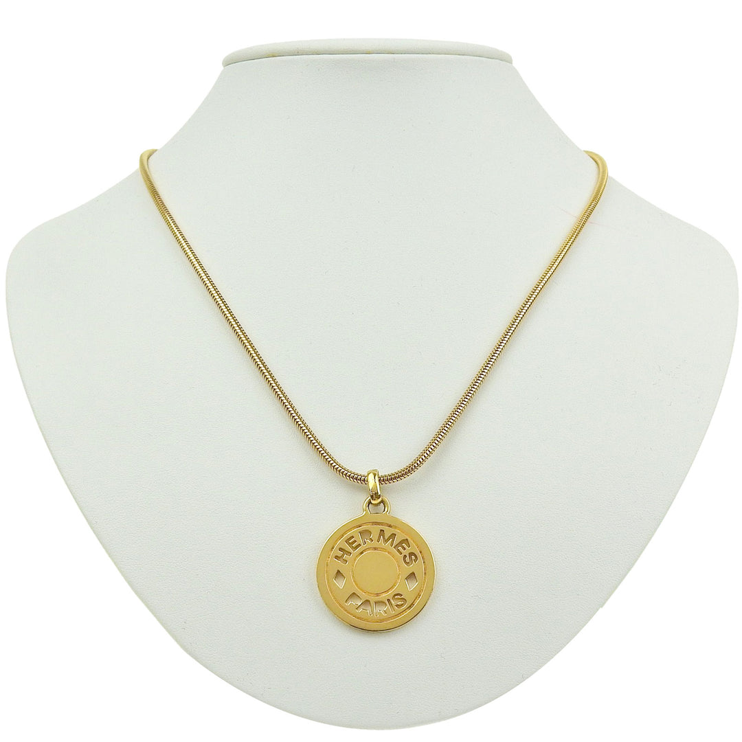 Great HERMES Necklace Cru de Sel Serie Pendant gold Gold Plated mens