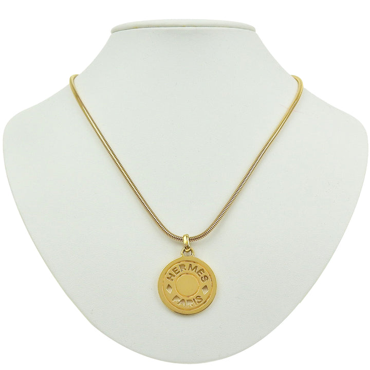 Great HERMES Necklace Cru de Sel Serie Pendant gold Gold Plated mens