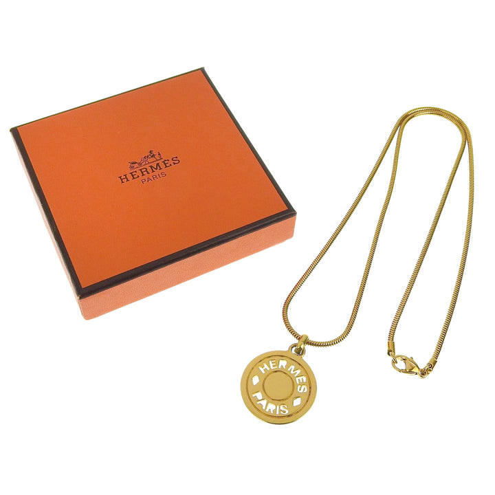 Great HERMES Necklace Cru de Sel Serie Pendant gold Gold Plated mens