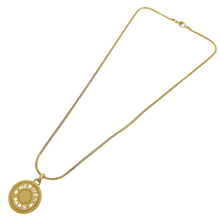 Great HERMES Necklace Cru de Sel Serie Pendant gold Gold Plated mens