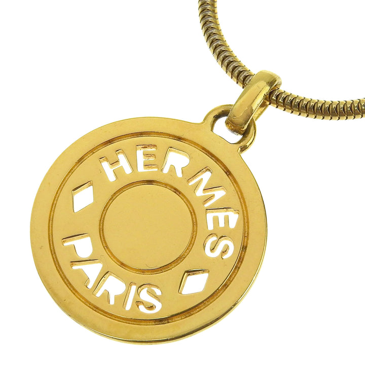 Great HERMES Necklace Cru de Sel Serie Pendant gold Gold Plated mens