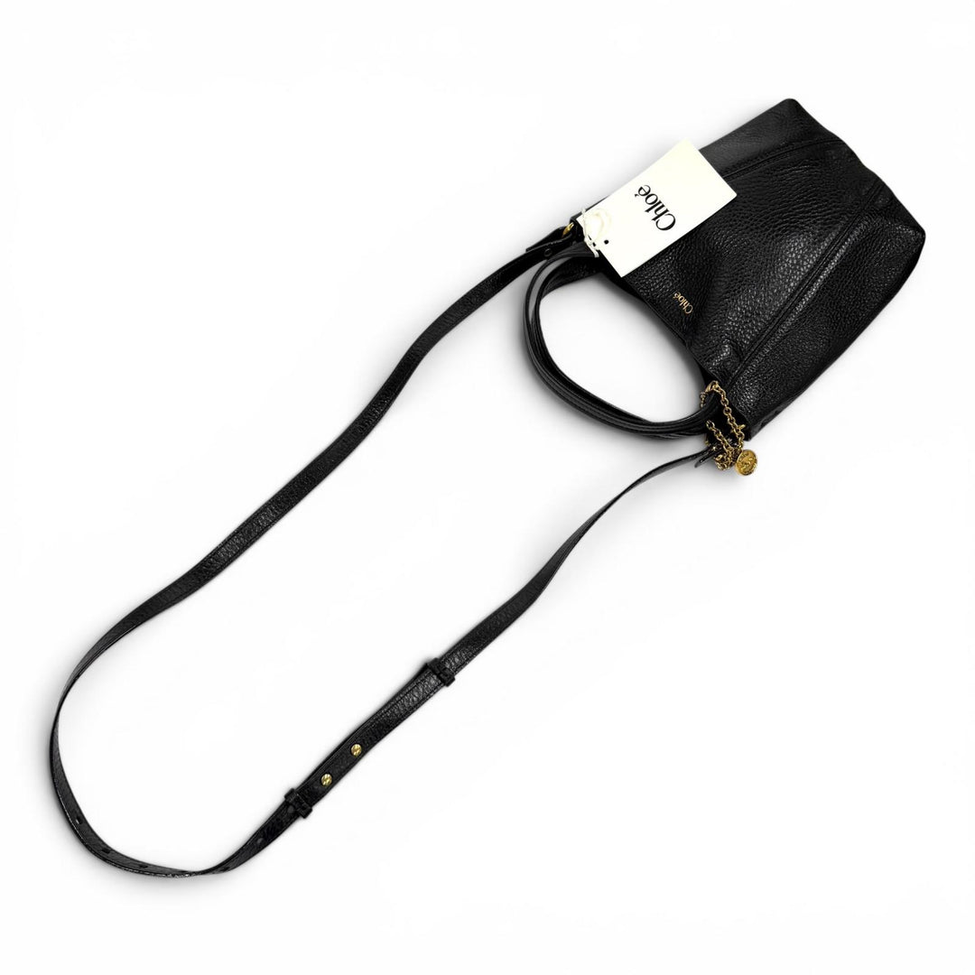 Pristine Chloe Shoulder Bag Spin black leather CHC25Stainless Steel812N84001