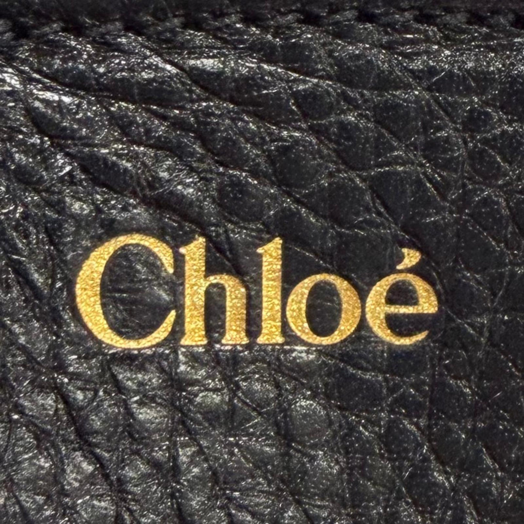Pristine Chloe Shoulder Bag Spin black leather CHC25Stainless Steel812N84001