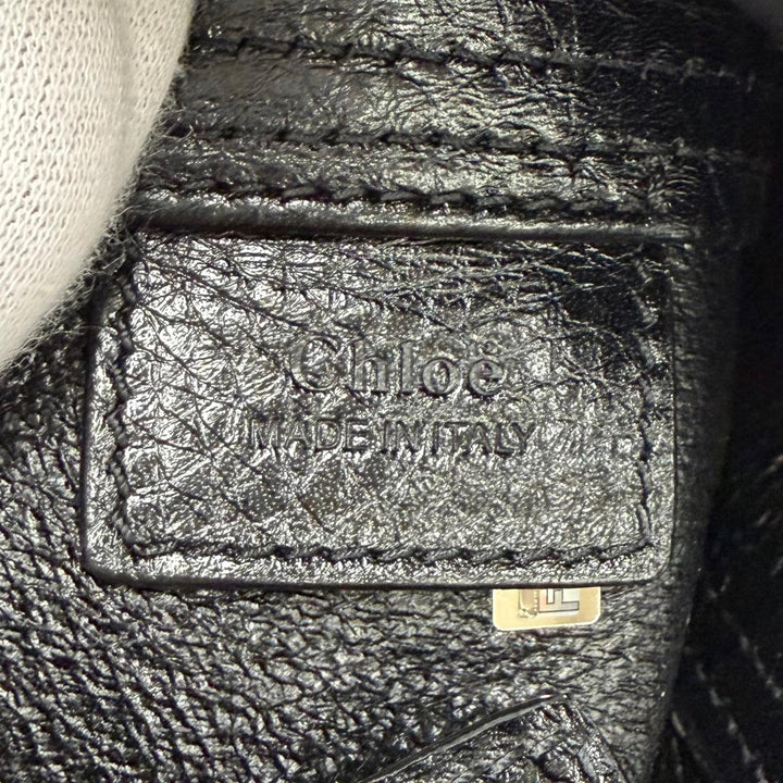 Pristine Chloe Shoulder Bag Spin black leather CHC25Stainless Steel812N84001