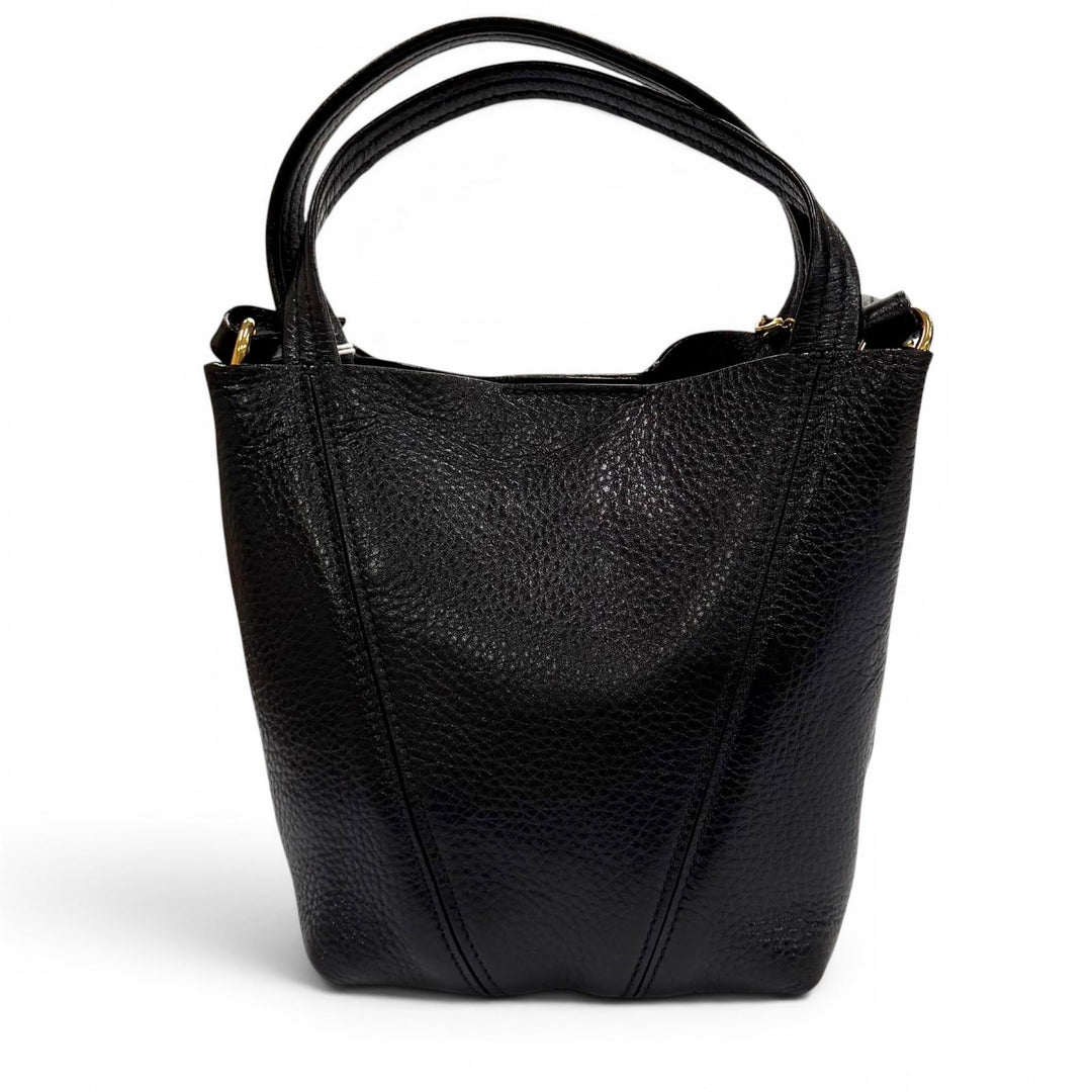 Pristine Chloe Shoulder Bag Spin black leather CHC25Stainless Steel812N84001