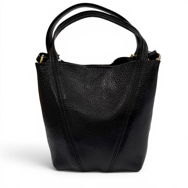 Pristine Chloe Shoulder Bag Spin black leather CHC25Stainless Steel812N84001