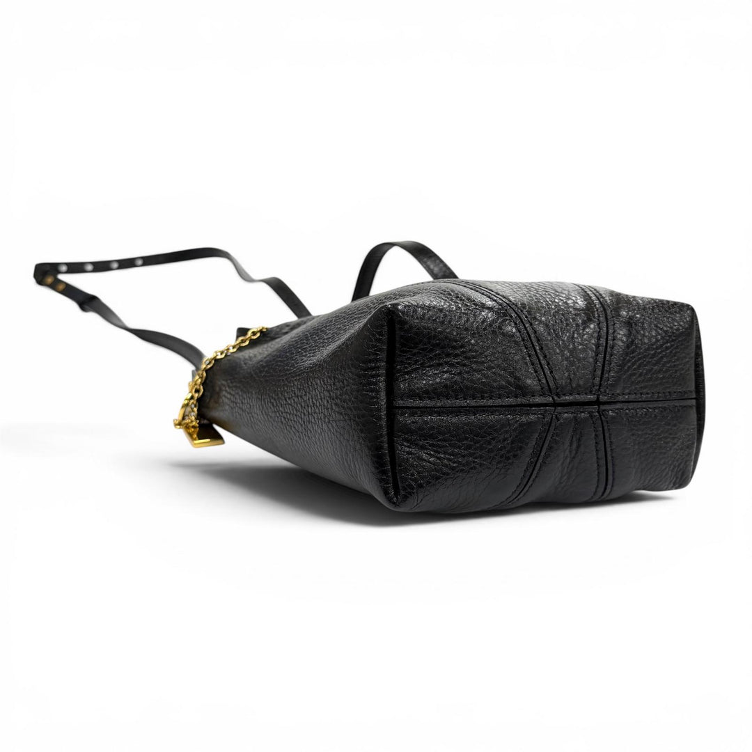 Pristine Chloe Shoulder Bag Spin black leather CHC25Stainless Steel812N84001