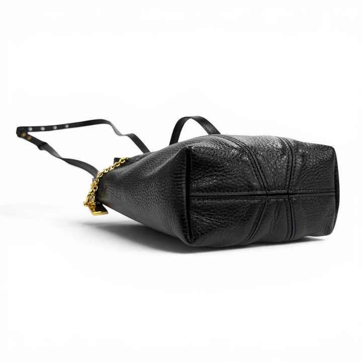 Pristine Chloe Shoulder Bag Spin black leather CHC25Stainless Steel812N84001