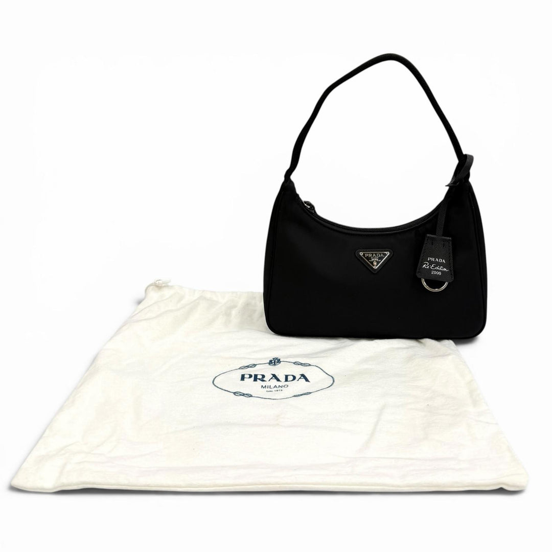 Excellent PRADA Shoulder Bag Re-Edition 2000 Re-Nylon mini bag black 1NE515