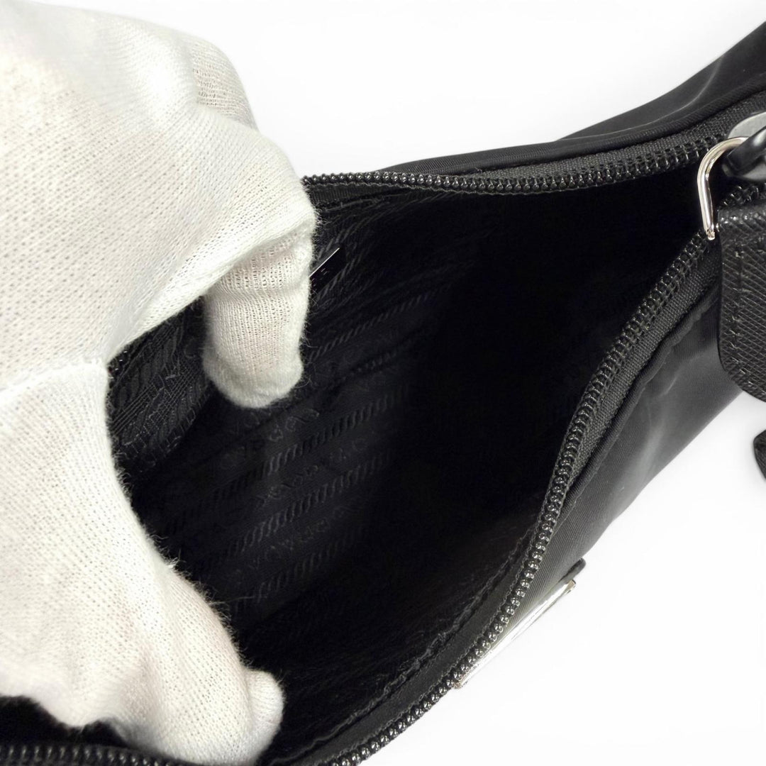 Excellent PRADA Shoulder Bag Re-Edition 2000 Re-Nylon mini bag black 1NE515