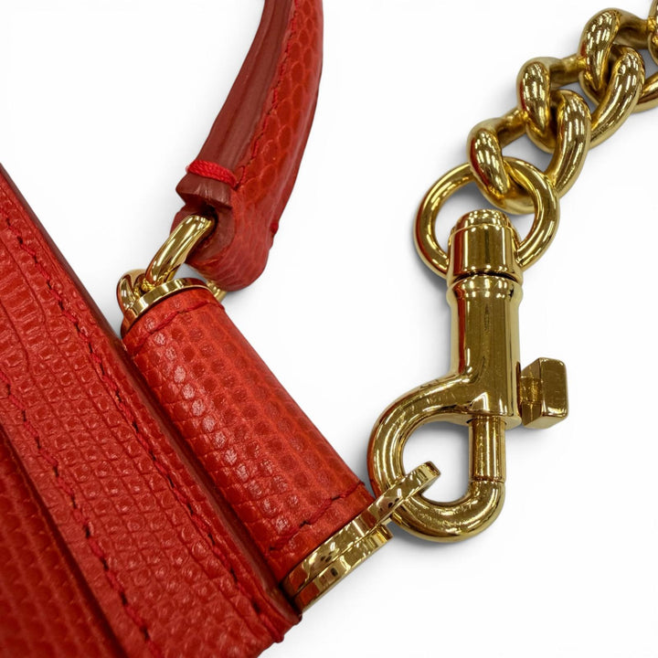 Excellent DOLCE&GABBANA Handbag SICILY Red Calfskin Leather Women