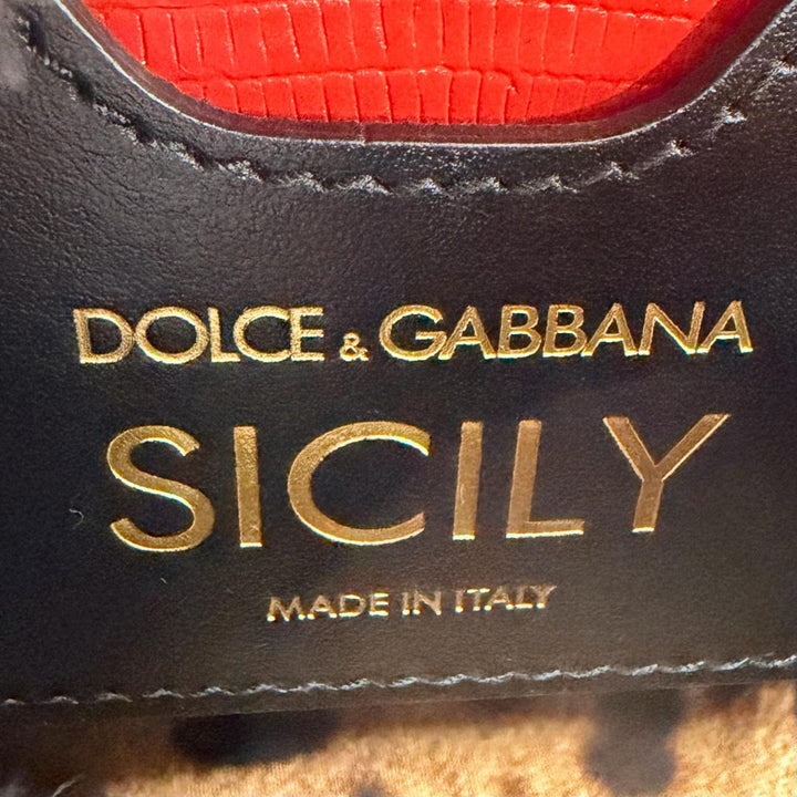 Excellent DOLCE&GABBANA Handbag SICILY Red Calfskin Leather Women