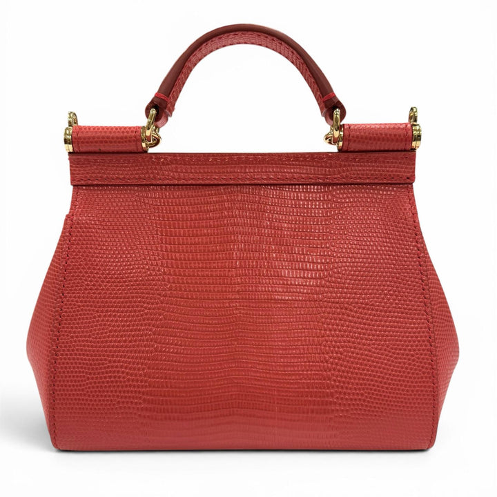 Excellent DOLCE&GABBANA Handbag SICILY Red Calfskin Leather Women