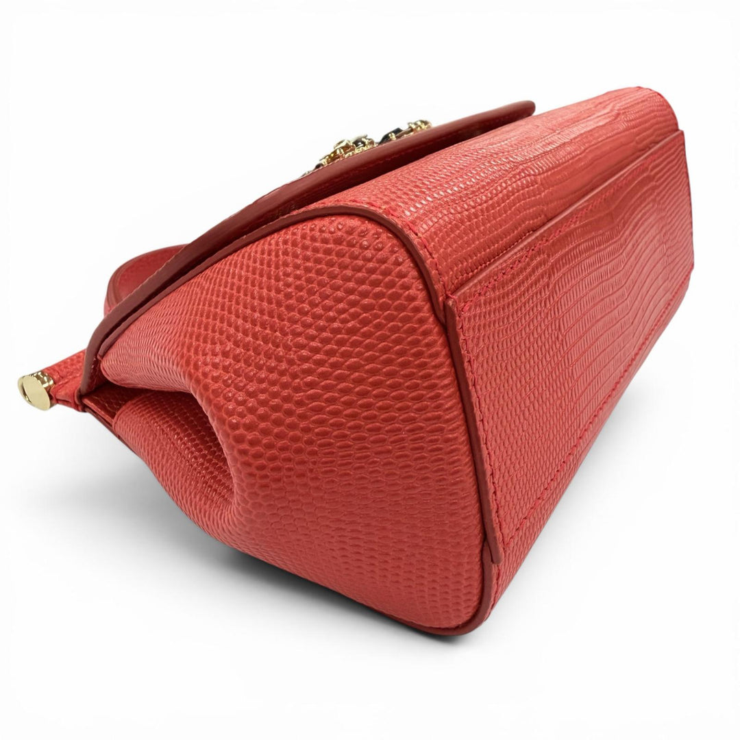 Excellent DOLCE&GABBANA Handbag SICILY Red Calfskin Leather Women