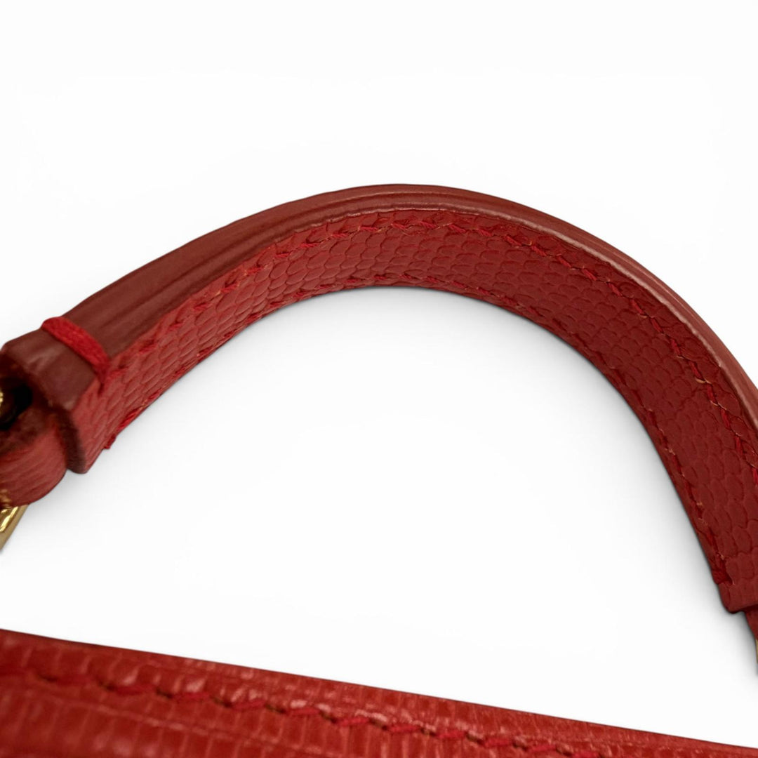 Excellent DOLCE&GABBANA Handbag SICILY Red Calfskin Leather Women