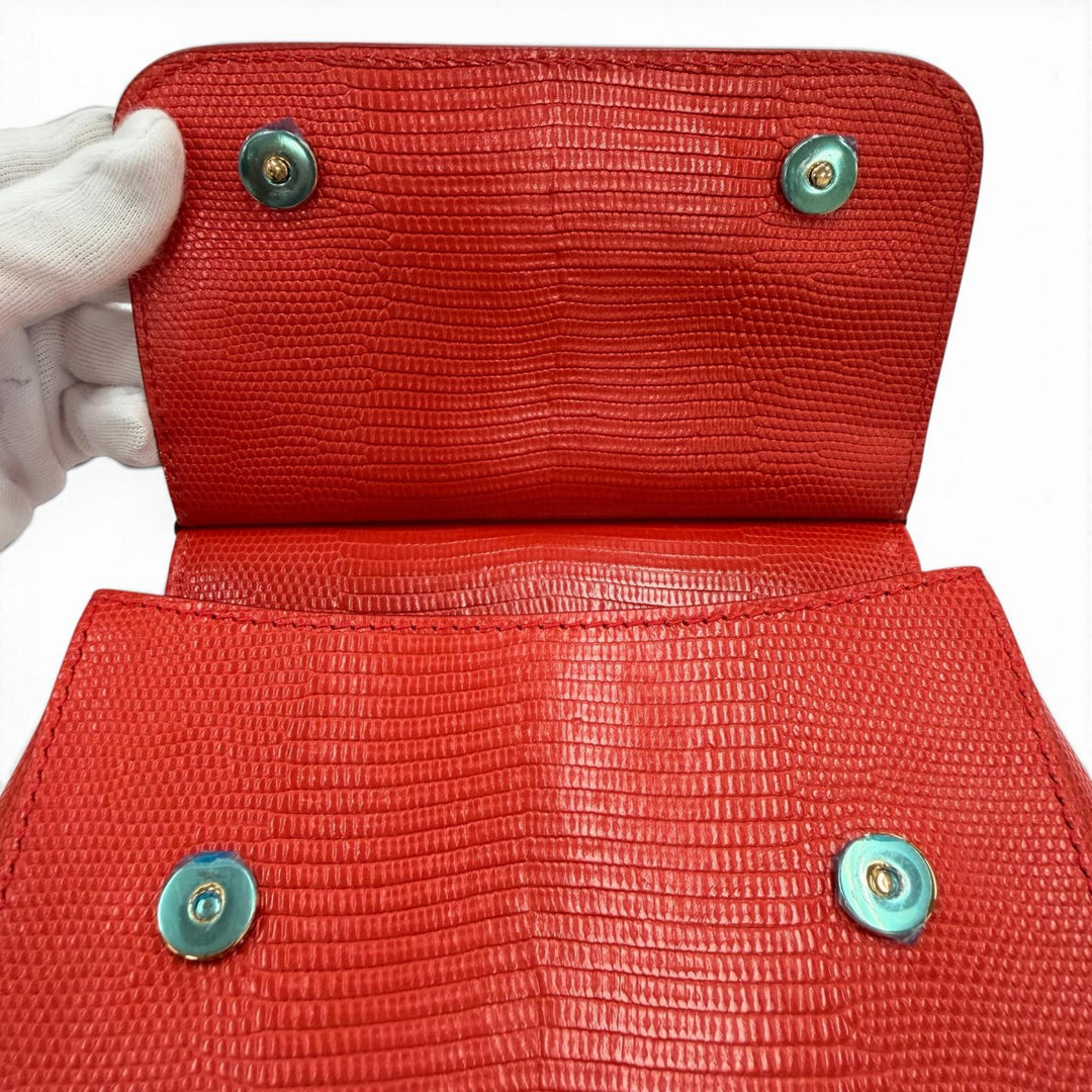 Excellent DOLCE&GABBANA Handbag SICILY Red Calfskin Leather Women