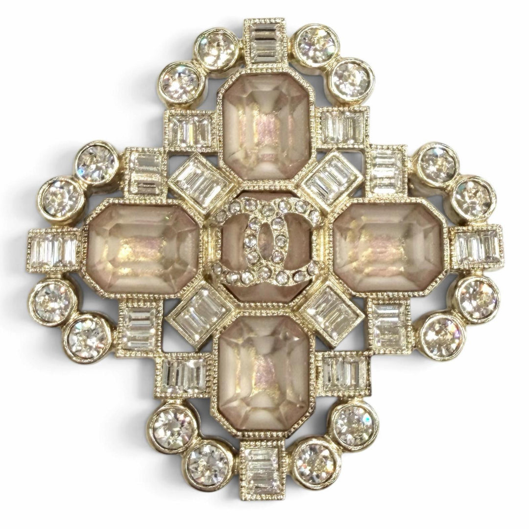 Excellent CHANEL Brooch COCO Mark Rhinestone Bijou pink Women C22B