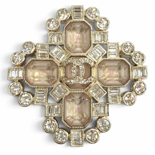 Excellent CHANEL Brooch COCO Mark Rhinestone Bijou pink Women C22B