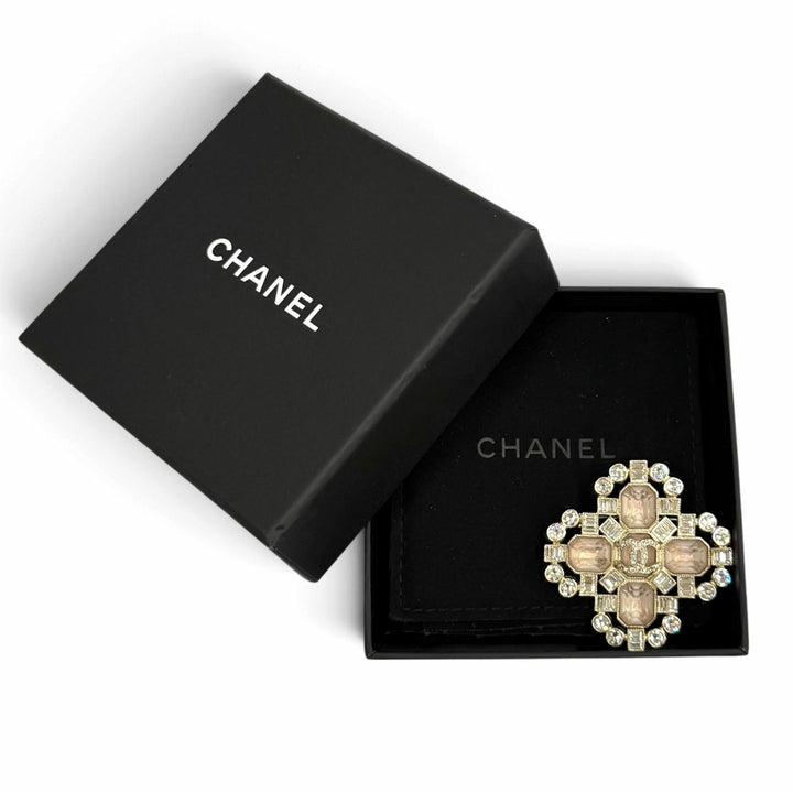 Excellent CHANEL Brooch COCO Mark Rhinestone Bijou pink Women C22B