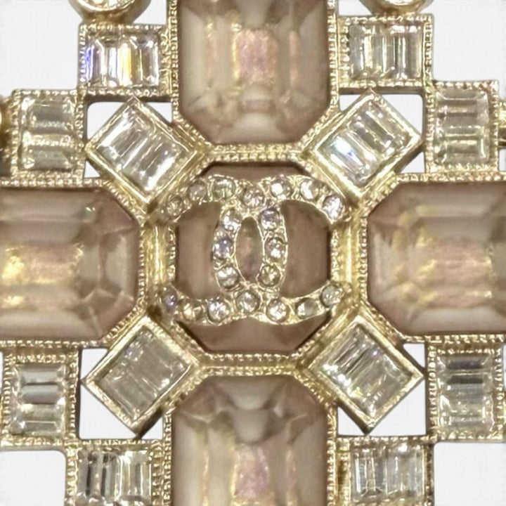 Excellent CHANEL Brooch COCO Mark Rhinestone Bijou pink Women C22B